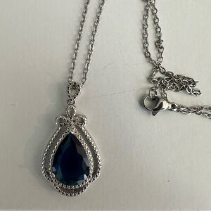 Silver Necklace with Blue Gemstone